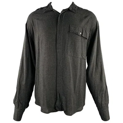Pre-owned Dolce & Gabbana Size M Grey Charcoal Viscose One Pocket Long Sleeve Shirt In Gray