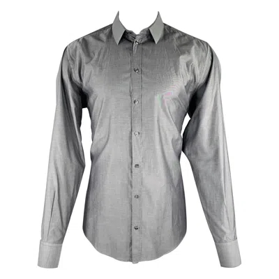 Pre-owned Dolce & Gabbana Size M Grey Cotton Button Up Long Sleeve Shirt In Gray