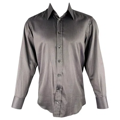 Pre-owned Dolce & Gabbana Size S Grey Black Nailhead Cotton Button Up Long Sleeve Shirt In Gray