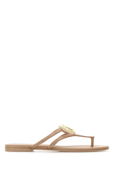 Dolce & Gabbana Skin Pink Rubber Thong Slippers In Neutral