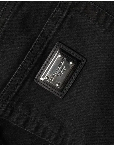 Dolce & Gabbana Skinny Cotton High Waist Jeans In Black
