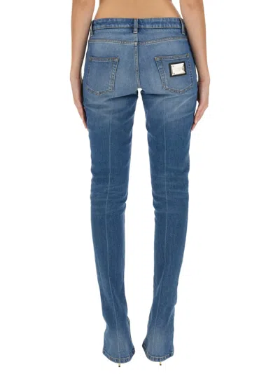Dolce & Gabbana Skinny Fit Cotton Denim Jeans In Blue