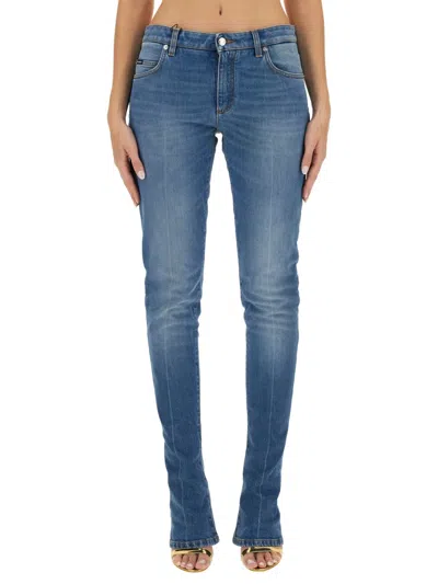 Dolce & Gabbana Denim Skinny Mid Rise Jeans In Blue