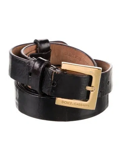 Pre-owned Dolce & Gabbana Skinny Leather Belt In Black
