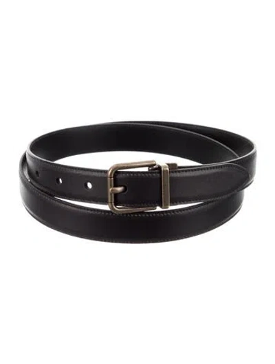 Pre-owned Dolce & Gabbana Skinny Leather Belt In Black