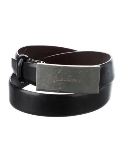 Pre-owned Dolce & Gabbana Skinny Leather Belt In Black