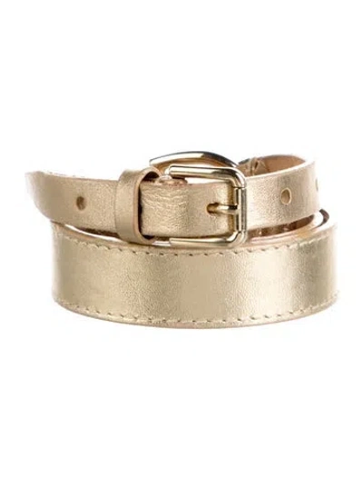 Pre-owned Dolce & Gabbana Skinny Leather Belt In Gold