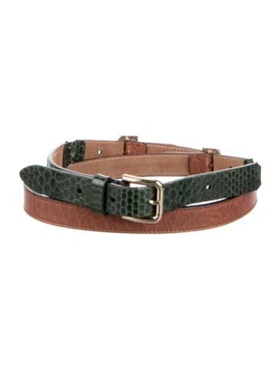 Pre-owned Dolce & Gabbana Skinny Leather Belt In Green