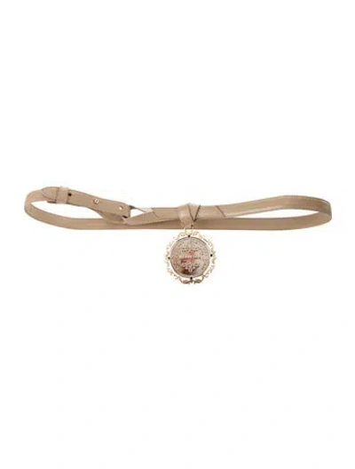 Pre-owned Dolce & Gabbana Skinny Leather Belt In Neutral