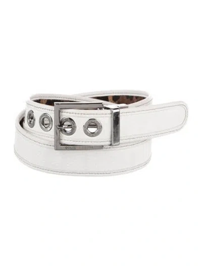 Pre-owned Dolce & Gabbana Skinny Leather Belt In White
