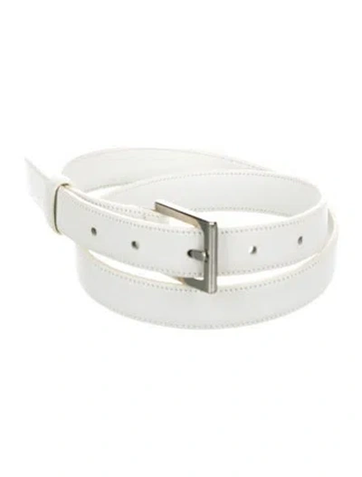 Pre-owned Dolce & Gabbana Skinny Leather Belt In White