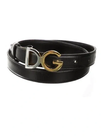 Pre-owned Dolce & Gabbana Skinny Leather Waist Belt In Black