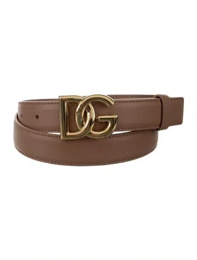 Pre-owned Dolce & Gabbana Skinny Leather Waist Belt W/ Tags In Pink