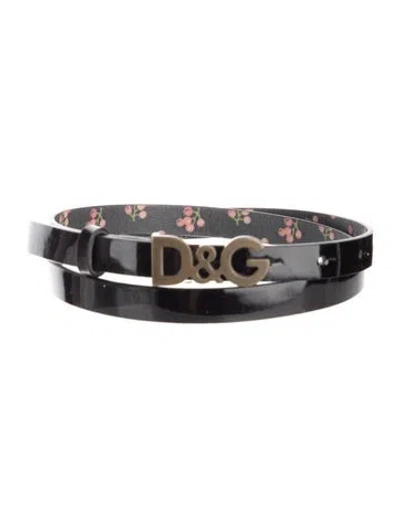 Pre-owned Dolce & Gabbana Skinny Patent Leather Belt In Black