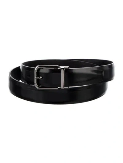 Pre-owned Dolce & Gabbana Skinny Patent Leather Belt In Black