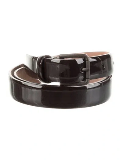Pre-owned Dolce & Gabbana Skinny Patent Leather Belt In Brown