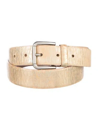 Pre-owned Dolce & Gabbana Skinny Patent Leather Belt In Gold/metallic