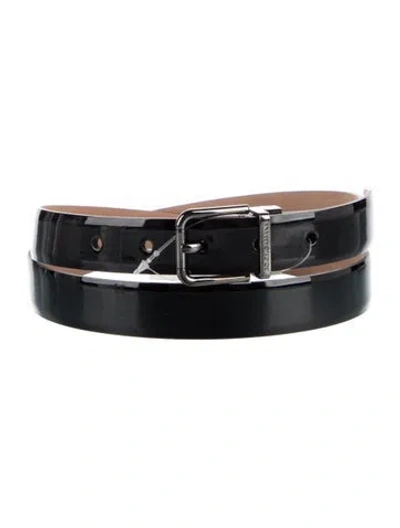 Pre-owned Dolce & Gabbana Skinny Patent Leather Belt Kit In Black