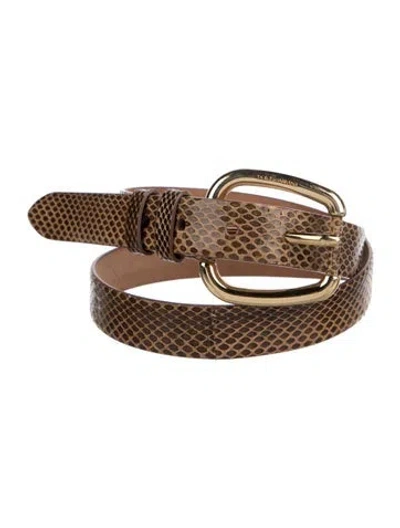 Pre-owned Dolce & Gabbana Skinny Python Belt In Brown