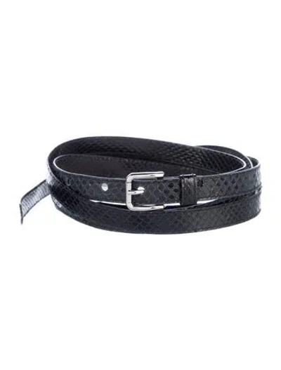 Pre-owned Dolce & Gabbana Skinny Snakeskin Waist Belt In Black