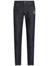 Dolce & Gabbana Skinny Stretch Cotton Jeans With Patch In Blue