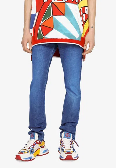 Dolce & Gabbana Skinny Stretch Jeans In Blue