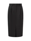 Dolce & Gabbana High-rise Double Wool Stretch Slit Midi Skirt