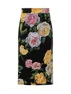 Dolce & Gabbana Black Midi Skirt With All-over Floral Print