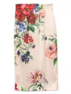Dolce & Gabbana Printed Stretch Satin Skirt In Beige