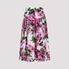 Dolce & Gabbana Printed Poplin Midi Skirt In Bianco E Fucsia