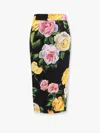 Dolce & Gabbana Multicolor Shirt With Oversize Pointed Collar And All-over Floral Motif In Silk Stretch Woman In Black