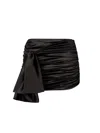 Dolce & Gabbana Short Draped Satin Skirt With Side Bow In Black