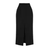 Dolce & Gabbana High-rise Double Wool Stretch Slit Midi Skirt In Black