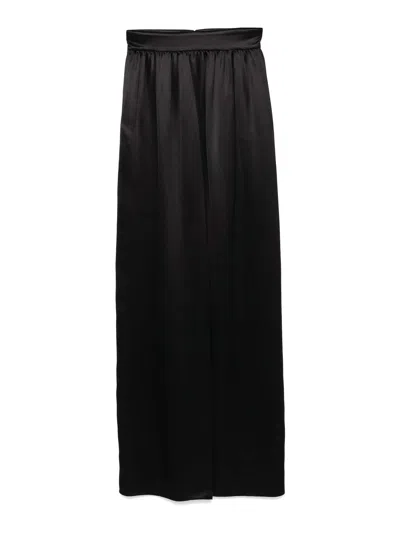 Dolce & Gabbana High Waist Satin Finish Skirt With Side Pockets In Black