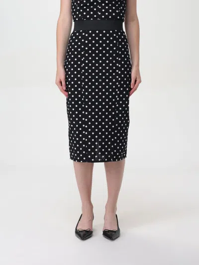 Dolce & Gabbana Polka Dot Print Midi Pencil Skirt In 黑色