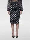 Dolce & Gabbana Capri Polka-dot Charmeuse Pencil Skirt In Schwarz