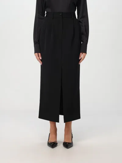 Dolce & Gabbana Wool-blend Midi Tuxedo Skirt In Schwarz