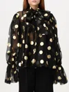 Dolce & Gabbana Silk Organza Lamé Polka Dot Blouse In Schwarz
