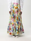 Dolce & Gabbana Multicolor Maxi Skirt With Logo Lettering Detail On The Front And All-over Floral Print In Cotton Wo In Multicolor