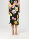 Dolce & Gabbana Multicolor Shirt With Oversize Pointed Collar And All-over Floral Motif In Silk Stretch Woman In Peony