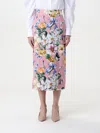 Dolce & Gabbana Stertch Silk Skirt With Multicolor Floral Print In Pink