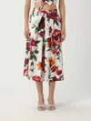 Dolce & Gabbana Multicolor Midi Skirt With All-over Floral Print And Rear Zip Closure In Cotton Woman In Multi