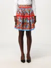 Dolce & Gabbana Gathered Printed Cotton-poplin Mini Skirt In Rot