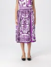 Dolce & Gabbana Maiolica Print Silk Skirt In Purple