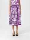Dolce & Gabbana Maiolica Print Silk Skirt In Purple