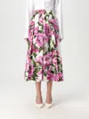 Dolce & Gabbana Multicolor Rose-print Cotton Circle Midi Skirt In White