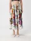 Dolce & Gabbana Flower-bouquet Print Midi Skirt In White