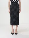 Dolce & Gabbana Polka Dots Logo Silk Midi Skirt In Weiss