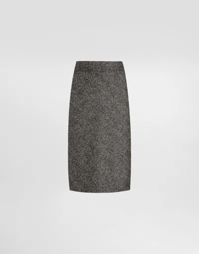 Dolce & Gabbana Skirt In Wool Blend Chevron In Multi