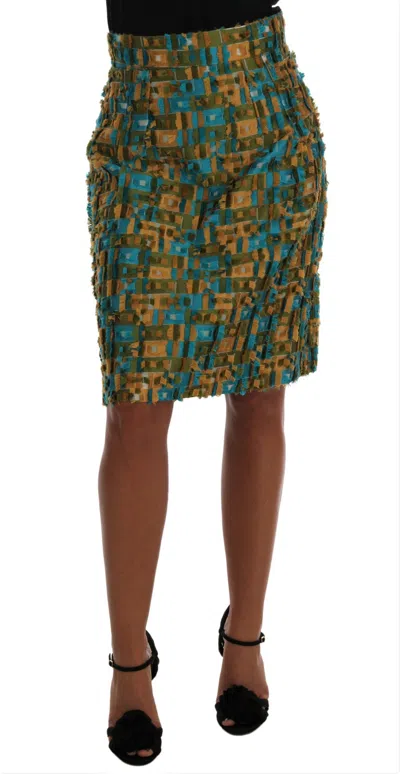 Pre-owned Dolce & Gabbana Skirt Jacquard Multicolor Pencil Straight It38 /us4/xs Rrp $1140